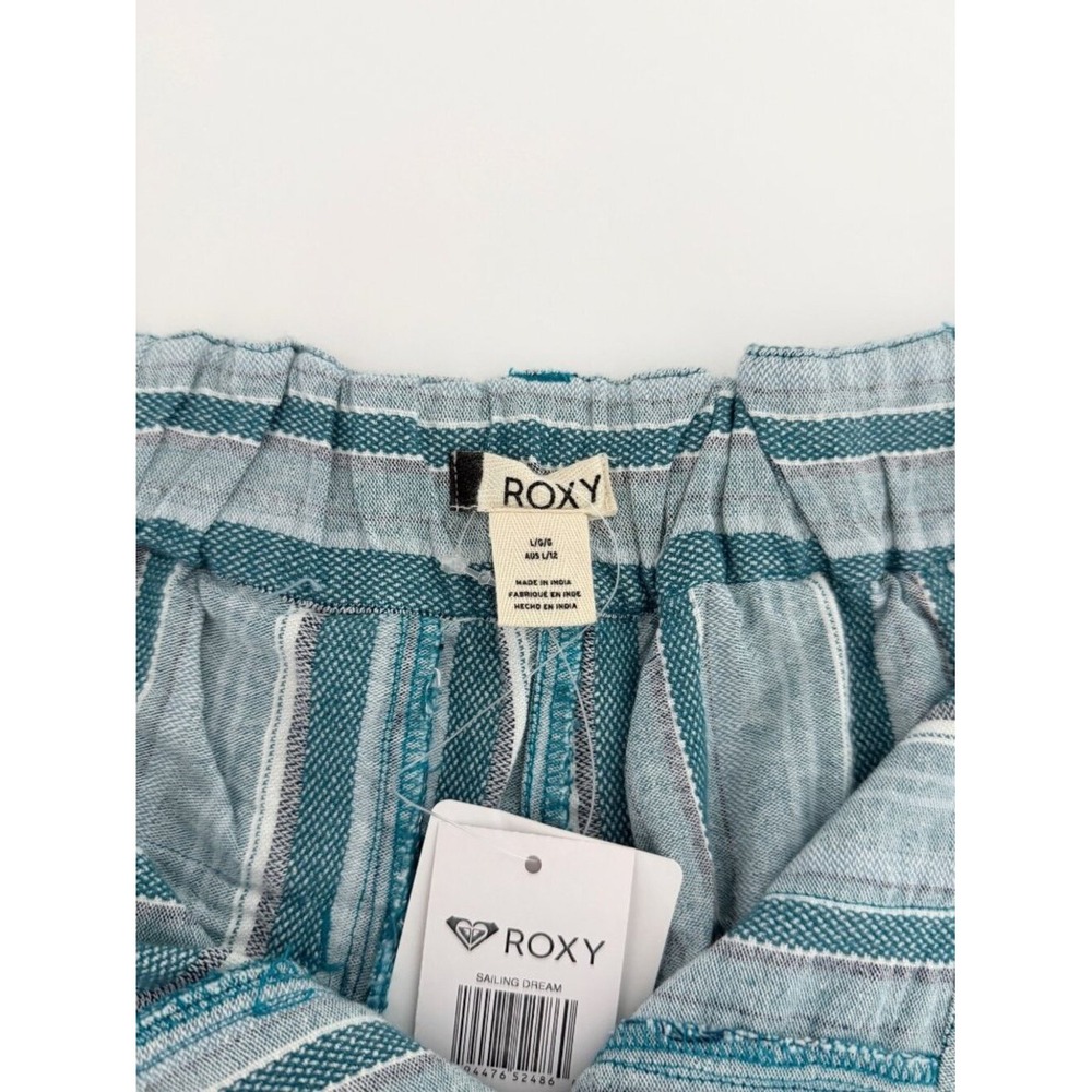 NWT Roxy Sailing Dream Stripe Drawstring Cotton Beach Coastal Shorts Nautical L - Picture 11 of 15